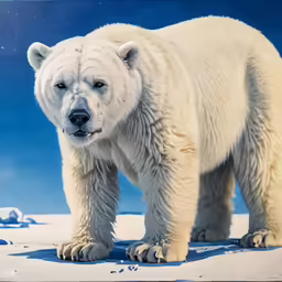 a polar bear is walking through the snow