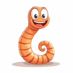 a cartoon worm smiling and standing up