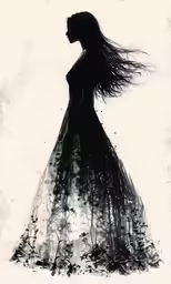 a woman is wearing a dress made up of trees