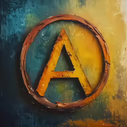 the letter is inscribed inside an orange metal object