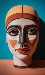 a face with geometric shapes on it and colors