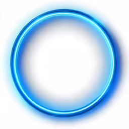 a circular blue neon ring is lit up