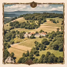 a rural area with lots of trees and houses