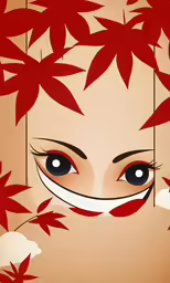 illustration of woman with red leaves on head