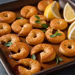 fresh and raw donuts in a baking dish ready to be eaten