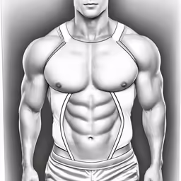 a drawing of a male torso and chest