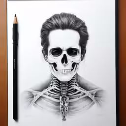 a drawing of a skeleton is shown with a pencil