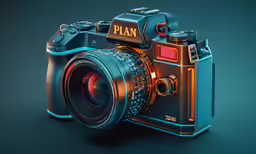 an old camera with a lens and flash light