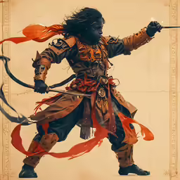 a man in armor is holding a sword