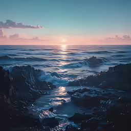 the sun is setting in the sky over water