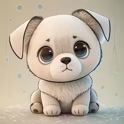 a white puppy is sitting down while staring at something