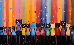 this is a picture of cats painting on canvas