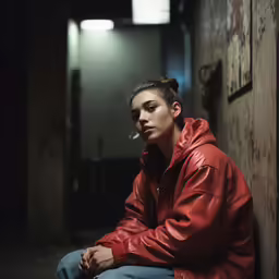 a person with a cigarette sits on the floor
