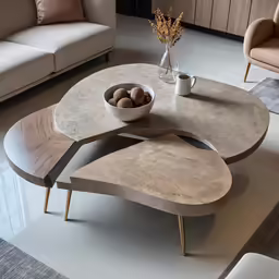 a round table is set with two tables