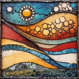 a close up view of a tile with different colors