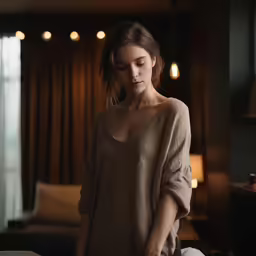 a woman is cutting something in her hands