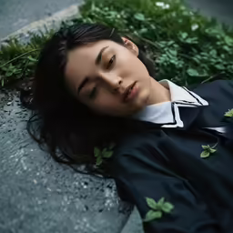 an image of a young woman laying on the ground