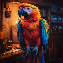 a multi colored parrot sitting on a perch