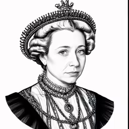 a drawing of a woman wearing a tiara