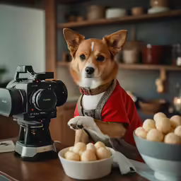 a dog that is standing in front of a camera