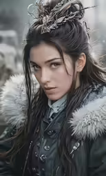 a girl in the rain with a braid in her hair