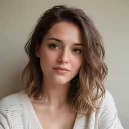 a woman posing for a photo while wearing a sweater