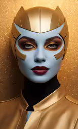 a person with makeup and a star trek outfit