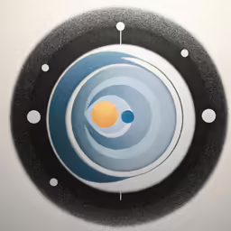 an abstract painting shows an object inside a circle