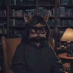 an image of a cat with a hoodie on