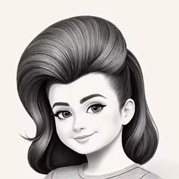 a drawing of a woman with long black hair