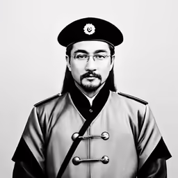 a man in a uniform poses for a photograph