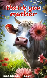 a cow with flowers around its eyes on the cover of a book