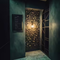 there is a bathroom with a small light fixture