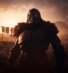 a demonic looking soldier is pictured in this scene