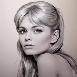 this is a pencil drawing of a beautiful blond girl