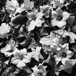large group of white flowers that are next to each other
