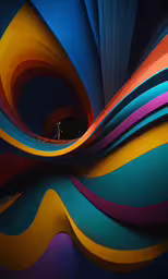 a colorful and abstract wall with bright lines,a colorful abstract artwork design with a black background