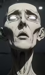 a close - up of the head and chest of a person