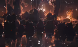 a photo of an explosion of people looking at something