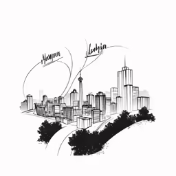 a cityscape in a black and white illustration with the words vermont in the middle