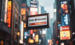 an electronic sign that reads enya directions in red and white