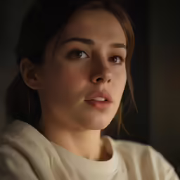 a woman sitting and looking at something in the distance
