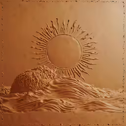 the sun and waves of water are drawn on an image with a square border