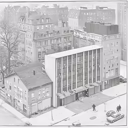 black and white photo of an old building in new york city