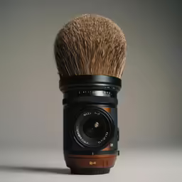 the beard and lens of a man with camera
