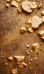 a metal table with some brown colored chips and brown background