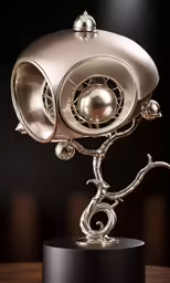 an artistic sculpture made with silver steel