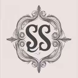 the s logo with scroll patterns around it