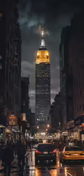 cars are driving on the road at night