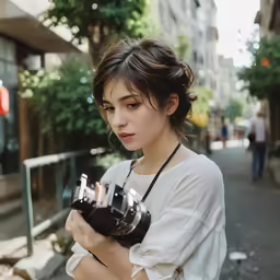 a young woman taking a photo with her camera